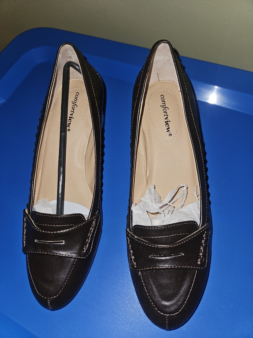 comfortview Brown Women's Slip-On Penny Loafers